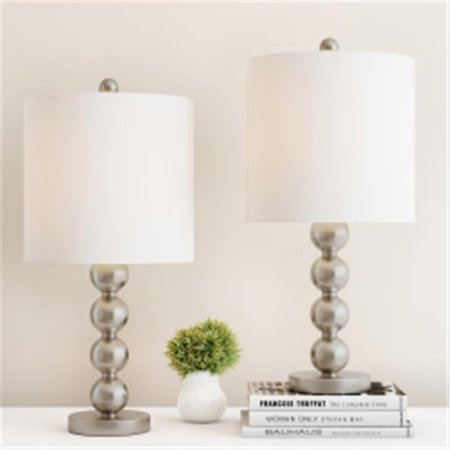 DIAMOND SPARKLE Matching Modern Stacked Balls Lighting Energy Table Lamps, Brushed Silver & Ivory - Set of 2 DI2008661